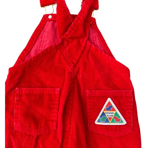 Vintage OshKosh B'gosh Red Corduroy Dog Overalls - Made in USA - 3T - Picture 6 of 8